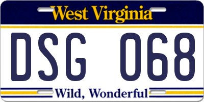 WV license plate DSG068