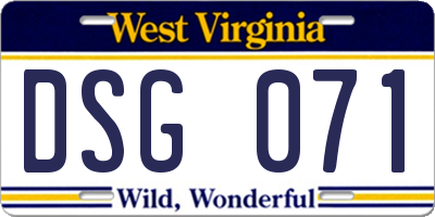 WV license plate DSG071