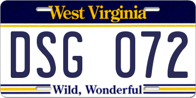 WV license plate DSG072