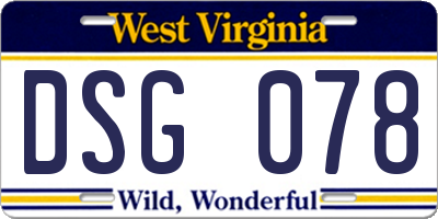 WV license plate DSG078