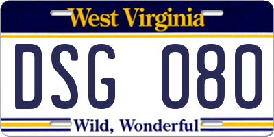 WV license plate DSG080