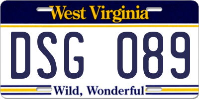 WV license plate DSG089