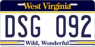 WV license plate DSG092