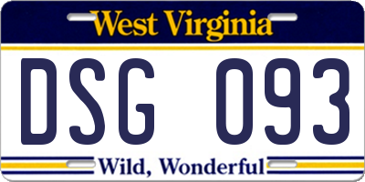 WV license plate DSG093