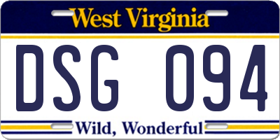 WV license plate DSG094