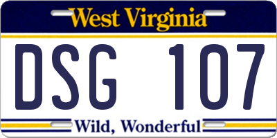 WV license plate DSG107