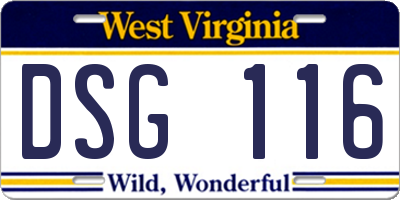 WV license plate DSG116