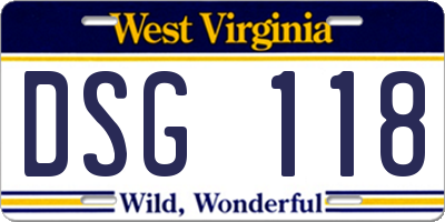WV license plate DSG118