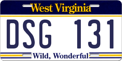 WV license plate DSG131