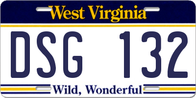 WV license plate DSG132