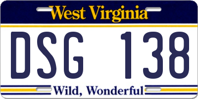 WV license plate DSG138