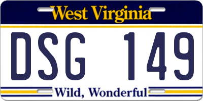 WV license plate DSG149