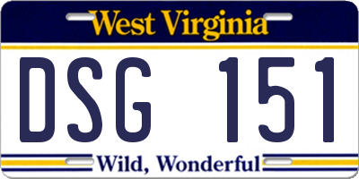 WV license plate DSG151