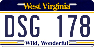WV license plate DSG178