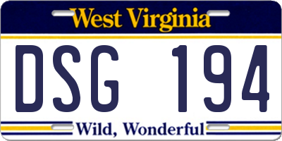 WV license plate DSG194