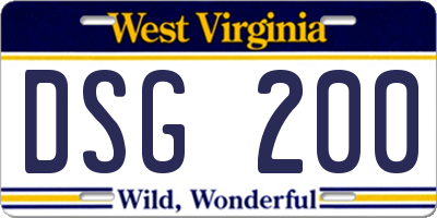 WV license plate DSG200