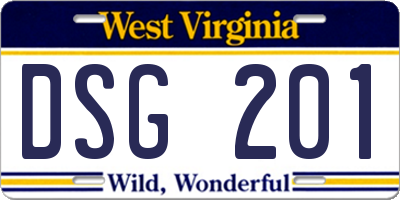 WV license plate DSG201