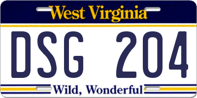 WV license plate DSG204