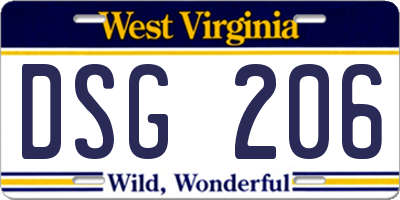 WV license plate DSG206