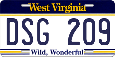 WV license plate DSG209