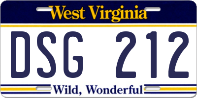 WV license plate DSG212
