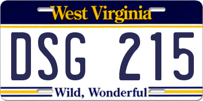 WV license plate DSG215