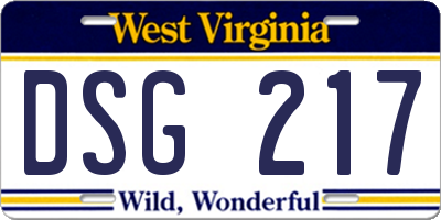 WV license plate DSG217