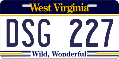 WV license plate DSG227