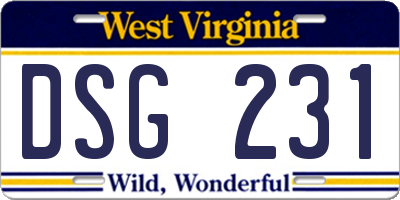 WV license plate DSG231