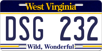 WV license plate DSG232