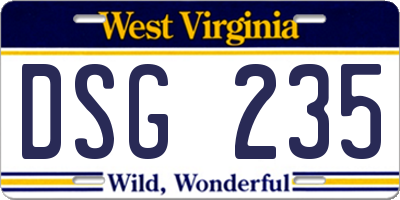 WV license plate DSG235