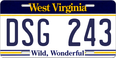 WV license plate DSG243