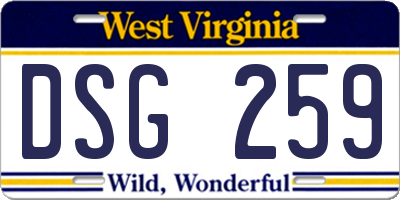 WV license plate DSG259
