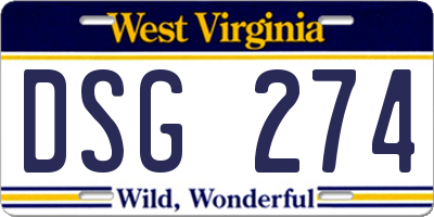 WV license plate DSG274