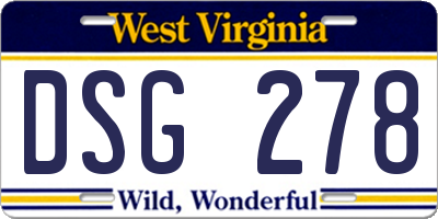 WV license plate DSG278