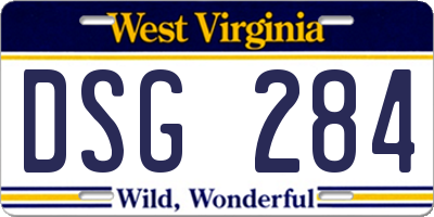 WV license plate DSG284