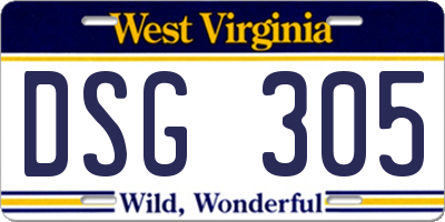 WV license plate DSG305