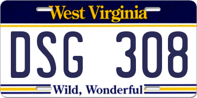 WV license plate DSG308