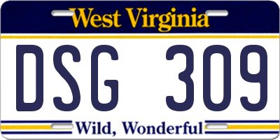WV license plate DSG309