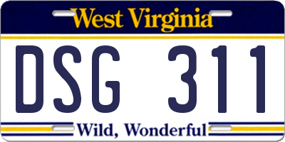 WV license plate DSG311