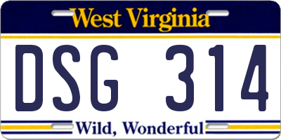 WV license plate DSG314