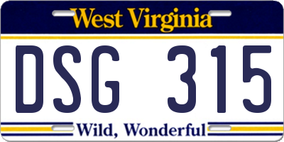 WV license plate DSG315