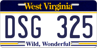 WV license plate DSG325