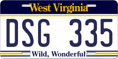 WV license plate DSG335