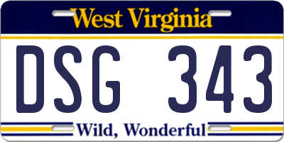 WV license plate DSG343