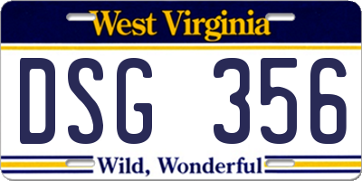 WV license plate DSG356