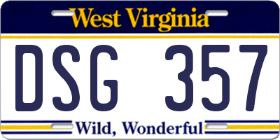 WV license plate DSG357