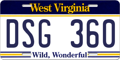 WV license plate DSG360