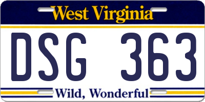 WV license plate DSG363
