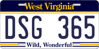 WV license plate DSG365
